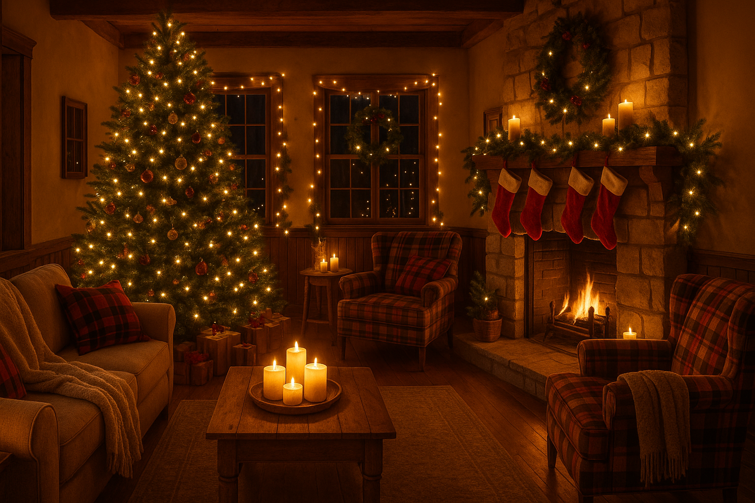christmas decorated cozy home