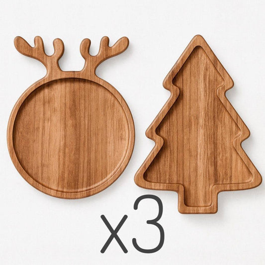 Christmas Serving Board Set Acacia Wood (6 pcs)