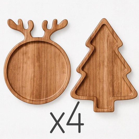 Christmas Serving Board Set Acacia Wood (8 pcs)