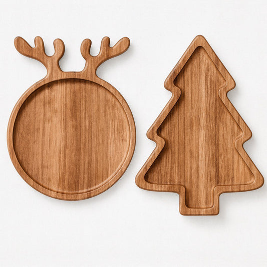 Christmas Serving Board Set Acacia Wood (2 pcs)